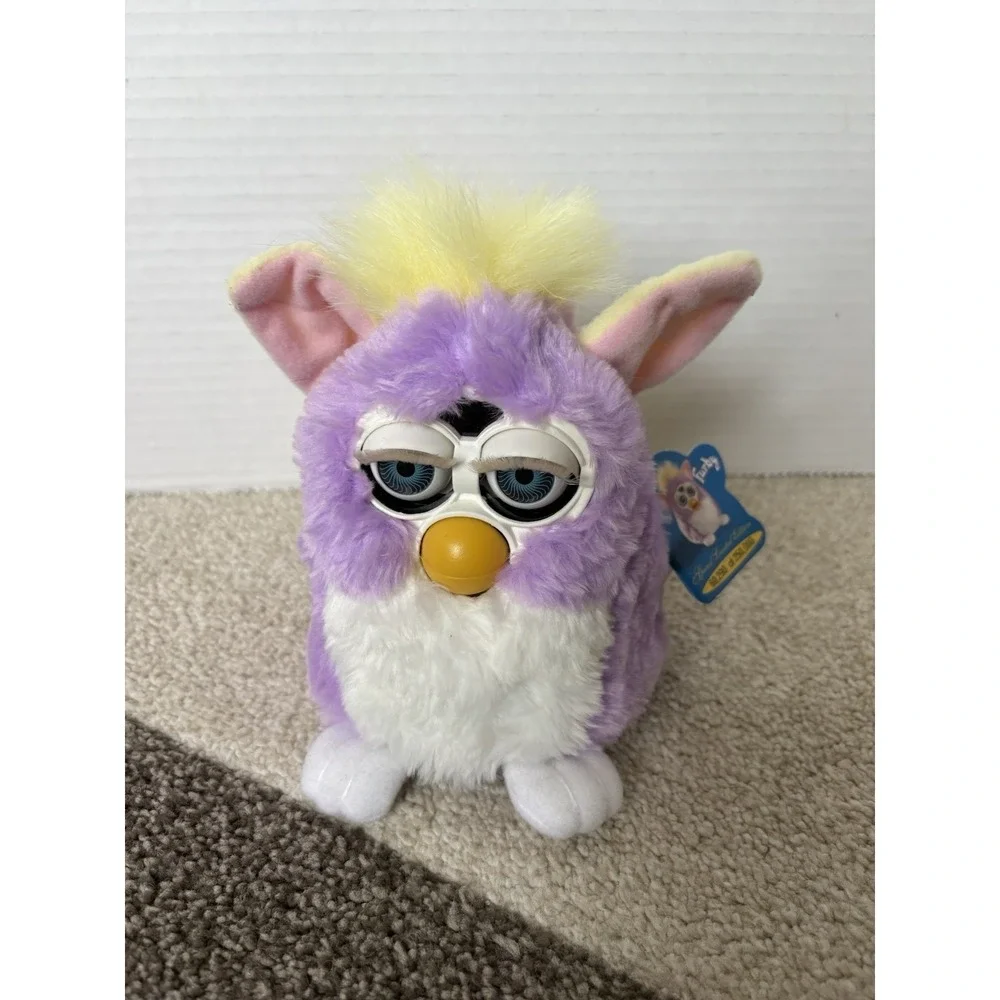 Vintage Furby Purple Yellow Springtime Blue Eyes Limited Edition Works 1999